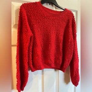 Charlotte Russe size small cherry red crop sweater with balloon sleeves.